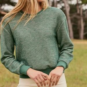 Marine Layer Birdseye Crewneck Sweatshirt in Textural Dark Sage Green - XS